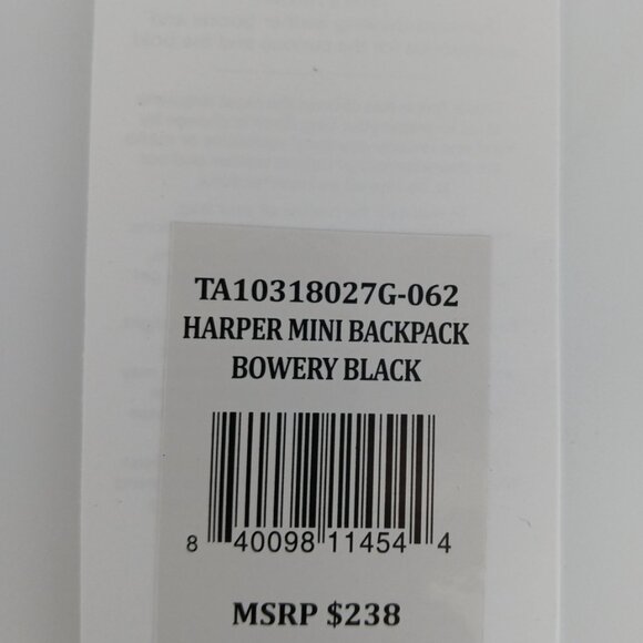 Harper Mini Backpack Bowery Black Leather Handbag Time's Arrow NWT MSRP $238 - Picture 6 of 6